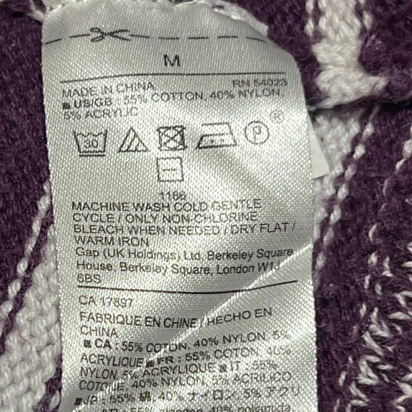 Gap Purple/Plum White Striped Sweater Medium Long Sleeve - Picture 9 of 9
